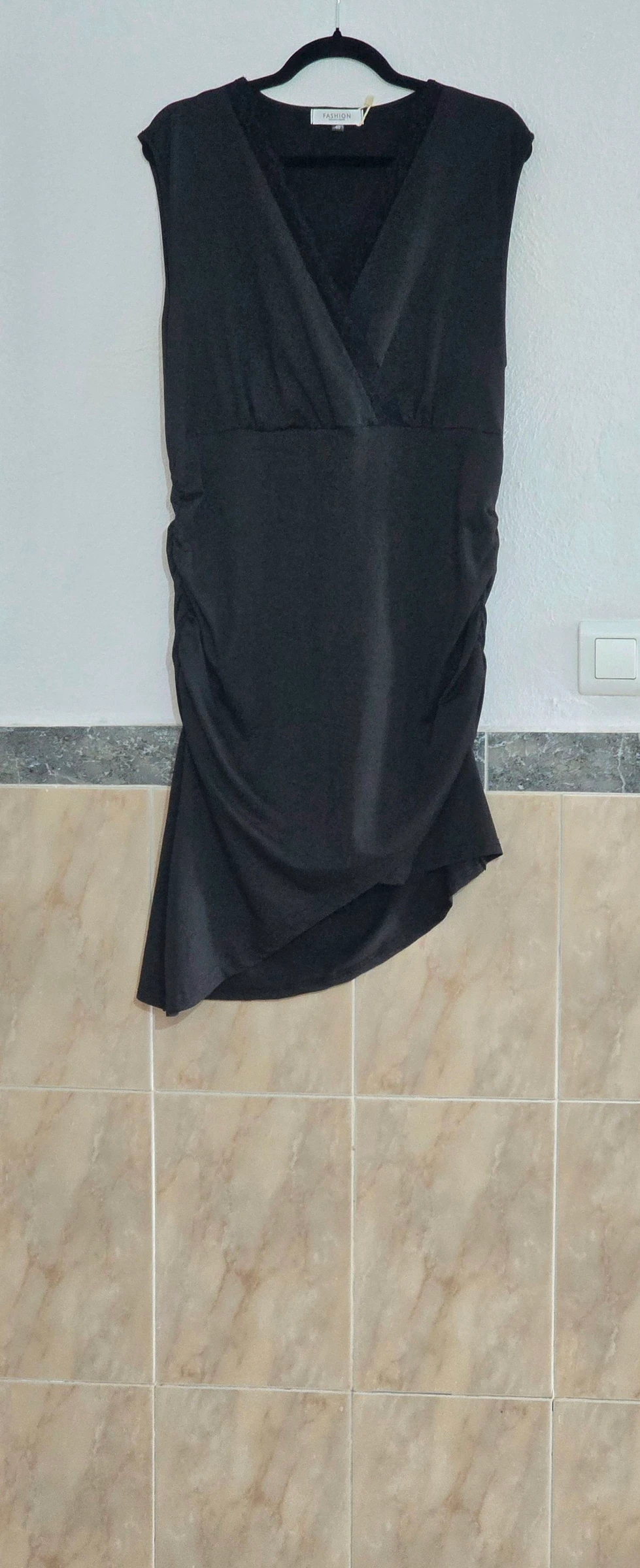 Vestido elástico drapeado negro talla 48 – photo 5